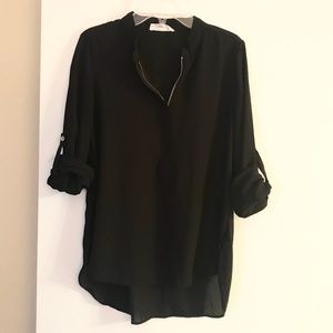 Stella Luce Black Zipper Long Sleeve Shirt